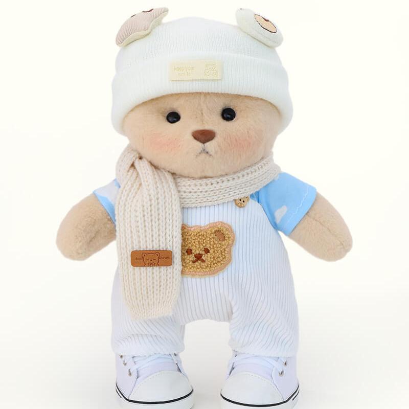 White Overalls Cool Bear | Handmade Jointed Teddy Bear Gift