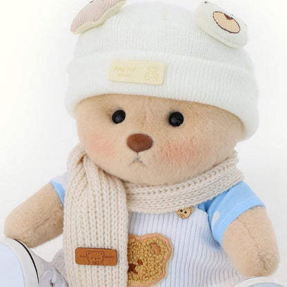 White Overalls Cool Bear | Handmade Jointed Teddy Bear Gift