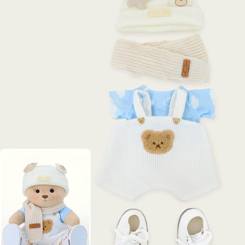 White Overalls Cool Bear | Handmade Jointed Teddy Bear Gift