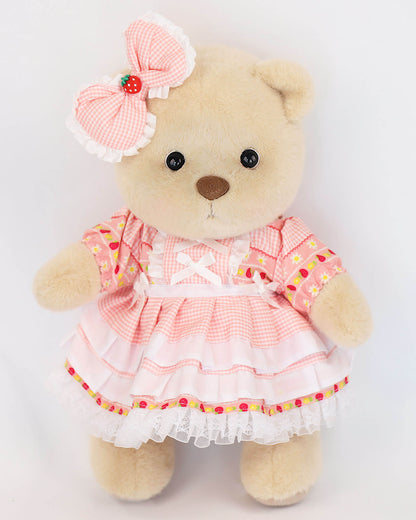 Pink Plaid Dress Bear | Handmade Jointed Teddy Bear Gift