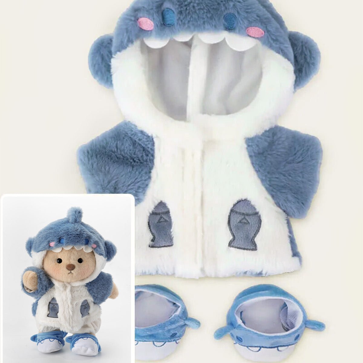 Fluffy Shark Bear | Handmade Jointed Teddy Bear Gift