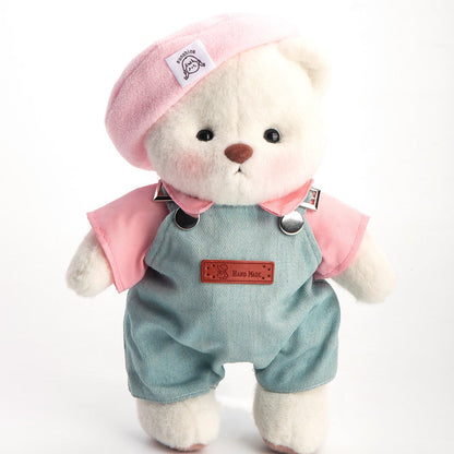 Pink Beanie Overalls Bear | Handmade Jointed Teddy Bear Gift