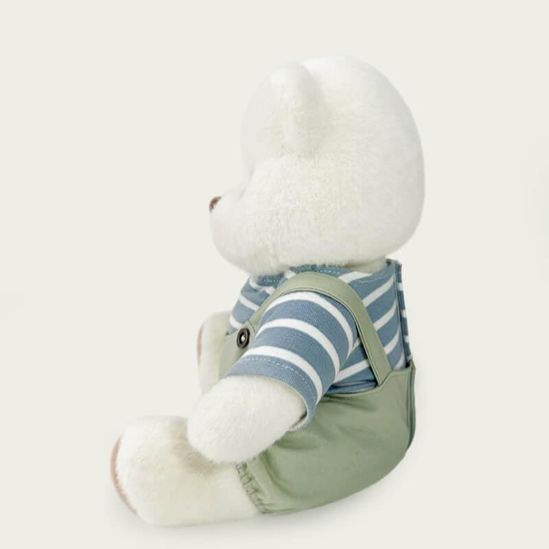 Striped Top Green Overalls Bear | Handmade Jointed Teddy Bear Gift