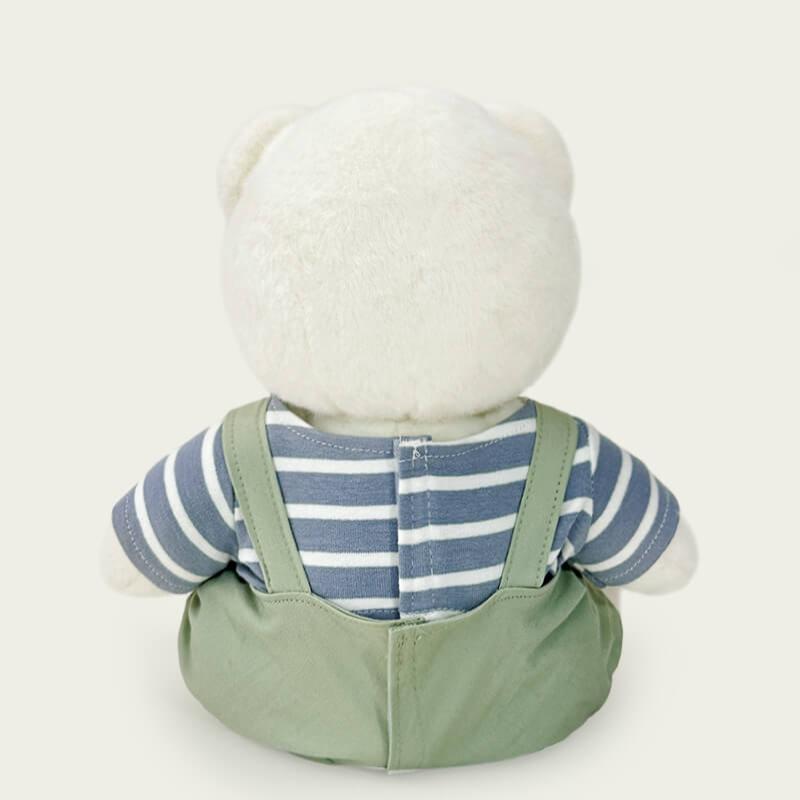 Striped Top Green Overalls Bear | Handmade Jointed Teddy Bear Gift