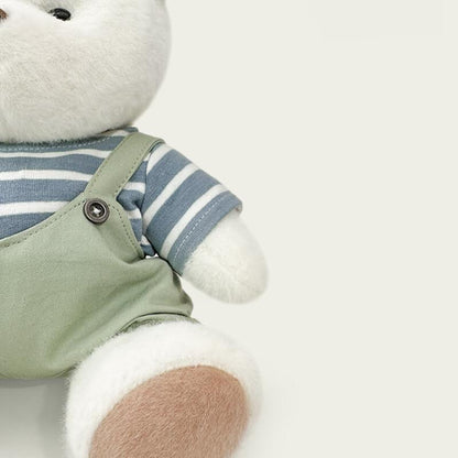 Striped Top Green Overalls Bear | Handmade Jointed Teddy Bear Gift