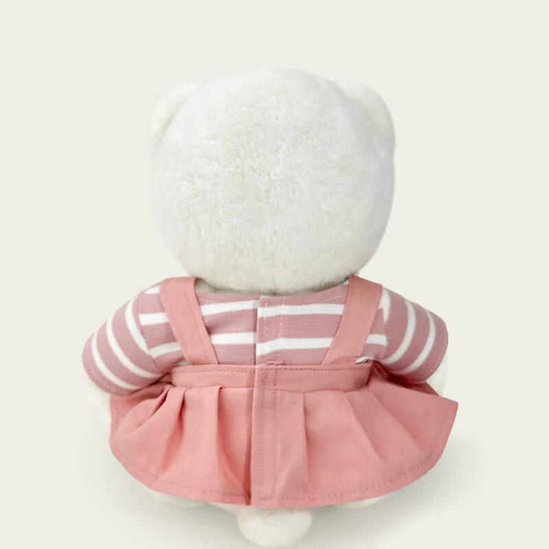 Striped Top Pink Overalls Dress Bear | Handmade Jointed Teddy Bear Gift